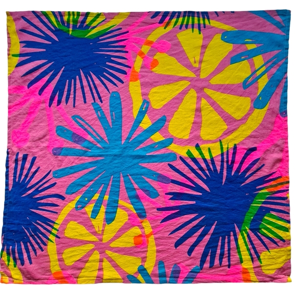 LUSH 100% Organic Cotton Bright Colourful Abstract Pattern Square The Knot Wrap - Picture 2 of 6